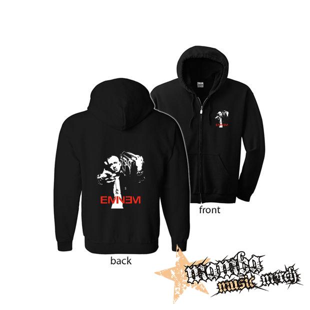 EMINEM - Logo & Portrait na ČIERNE (Hoodie Zip-Up) zipsová čierna mikina