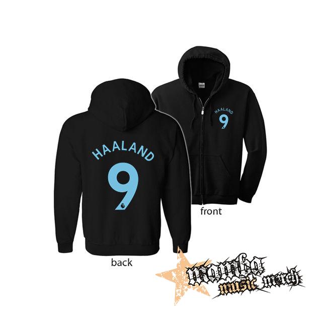 ERLING HAALAND - 9 BLUE (Hoodie Zip-Up) zipsová čierna mikina