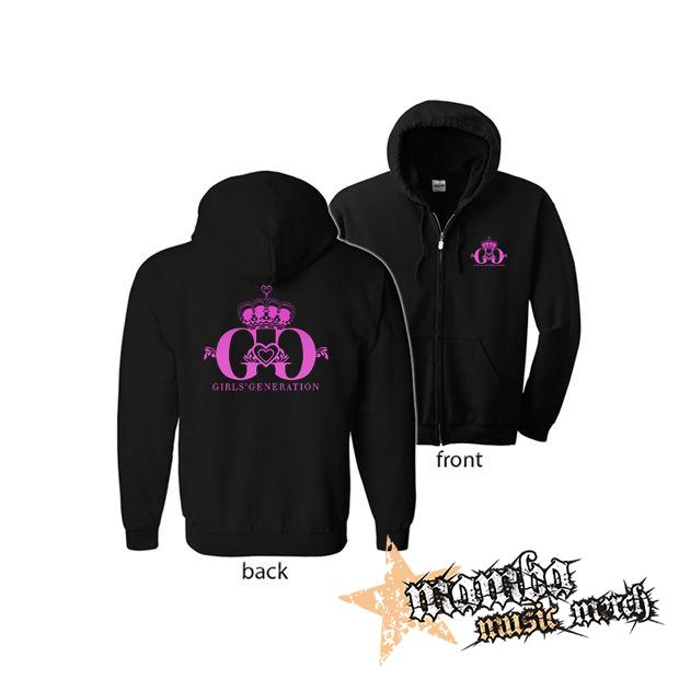 GIRLS´ GENERATION - Pink Logo (Hoodie Zip-Up) zipsová čierna mikina