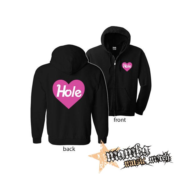 HOLE - Pink Logo Heart (Hoodie Zip-Up) zipsová čierna mikina