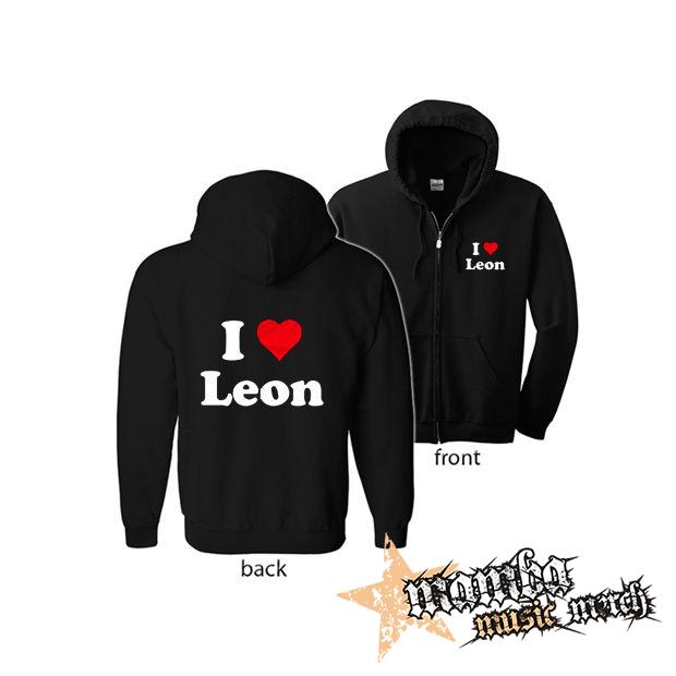 I LOVE LEON (Hoodie Zip-Up) zipsová čierna mikina