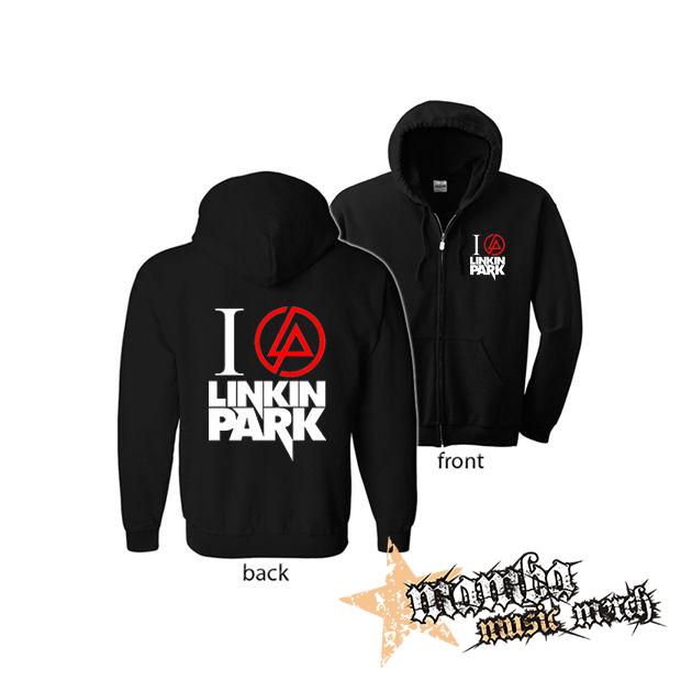 I LOVE LINKIN PARK - Crest Motive (Hoodie Zip-Up) zipsová čierna mikina