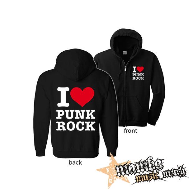 I LOVE PUNKROCK (Hoodie Zip-Up) zipsová čierna mikina