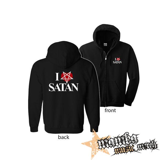 I LOVE SATAN - Pentagram Heart (Hoodie Zip-Up) zipsová čierna mikina