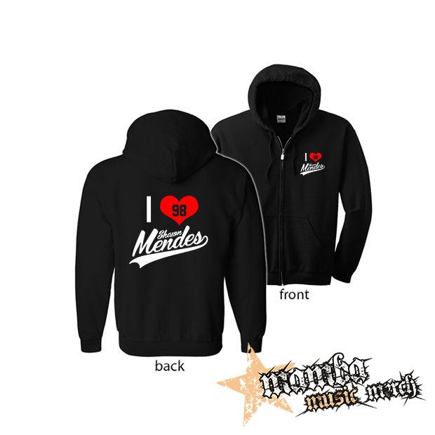 I LOVE SHAWN MENDES (Hoodie Zip-Up) zipsová čierna mikina