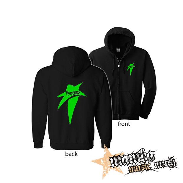 I SEE STAR - Green Star (Hoodie Zip-Up) zipsová čierna mikina