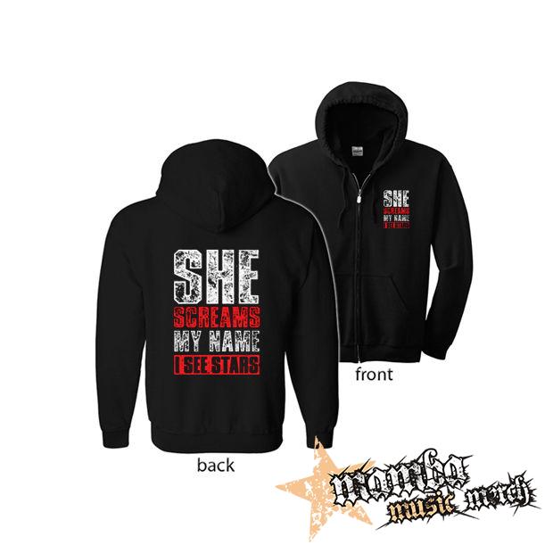 I SEE STARS - She Screams My Name (Hoodie Zip-Up) zipsová čierna mikina