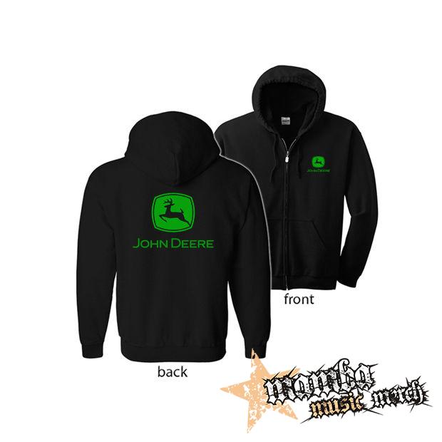 JOHN DEERE - Logo Green (Hoodie Zip-Up) zipsová čierna mikina