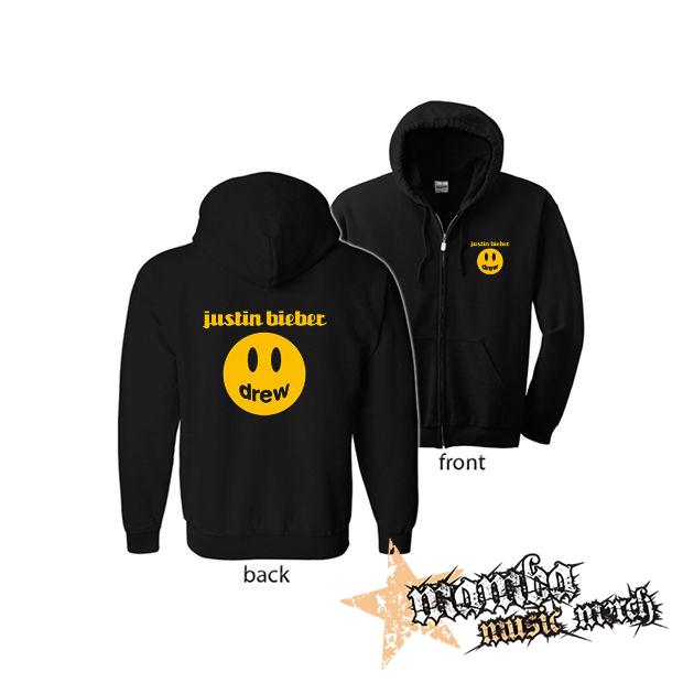 JUSTIN BIEBER - Drew (Hoodie Zip-Up) zipsová čierna mikina