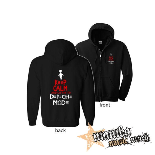 KEEP CALM AND LISTEN TO DEPECHE MODE (Hoodie Zip-Up) zipsová čierna mikina