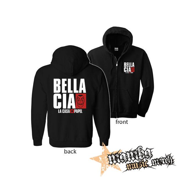 LA CASA DE PAPEL - Bella Ciao (Hoodie Zip-Up) zipsová čierna mikina