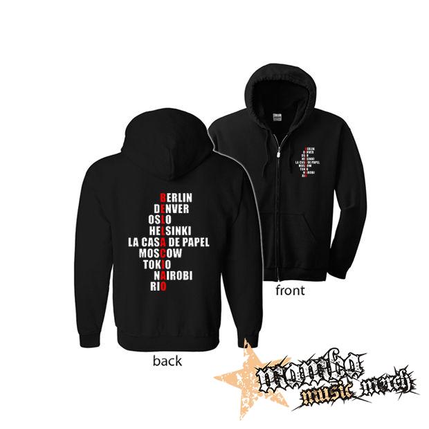LA CASA DE PAPEL - Bella Ciao Names (Hoodie Zip-Up) zipsová čierna mikina