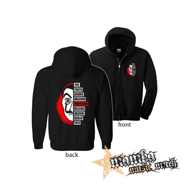 LA CASA DE PAPEL - Professor (Hoodie Zip-Up) zipsová čierna mikina