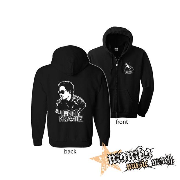 LENNY KRAVITZ - Logo & Portrait (Hoodie Zip-Up) zipsová čierna mikina