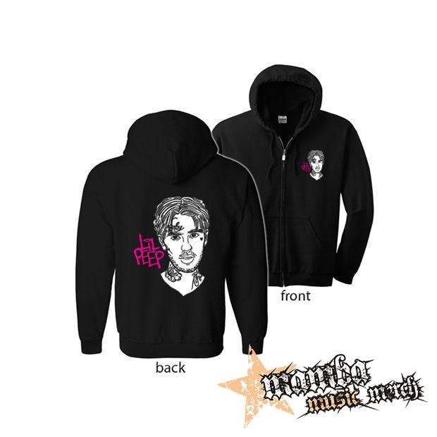 LIL PEEP - Sus Boy Portrait (Hoodie Zip-Up) zipsová čierna mikina