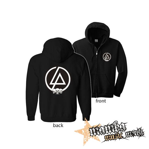 LINKIN PARK - Brown Logo And Skulls (Hoodie Zip-Up) zipsová čierna mikina