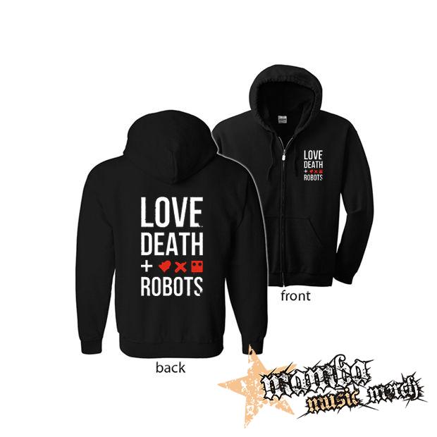 LOVE DEATH ROBOTS - Logo And Crest (Hoodie Zip-Up) zipsová čierna mikina