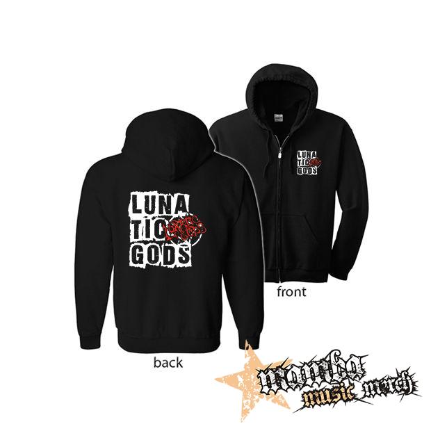 LUNATIC GODS - Logo Lunatic Gods (Hoodie Zip-Up) zipsová čierna mikina