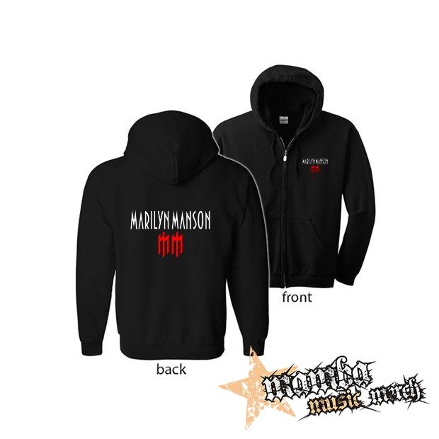 MARILYN MANSON - Logo Crest (Hoodie Zip-Up) zipsová čierna mikina