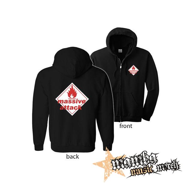 MASSIVE ATTACK - Logo Crest Symbol (Hoodie Zip-Up) zipsová čierna mikina