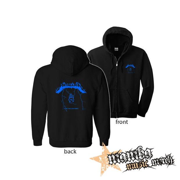 METALLICA - Ride The Lightning Blue Motive (Hoodie Zip-Up) zipsová čierna mikina