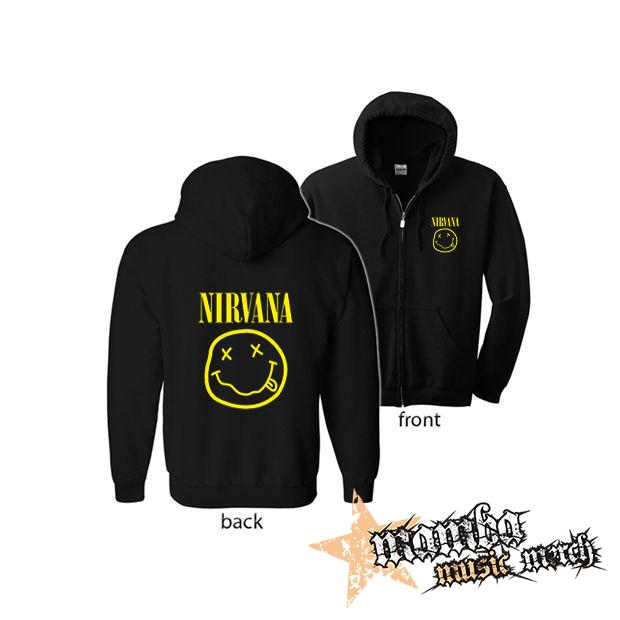NIRVANA - Big Smile (Hoodie Zip-Up) zipsová čierna mikina