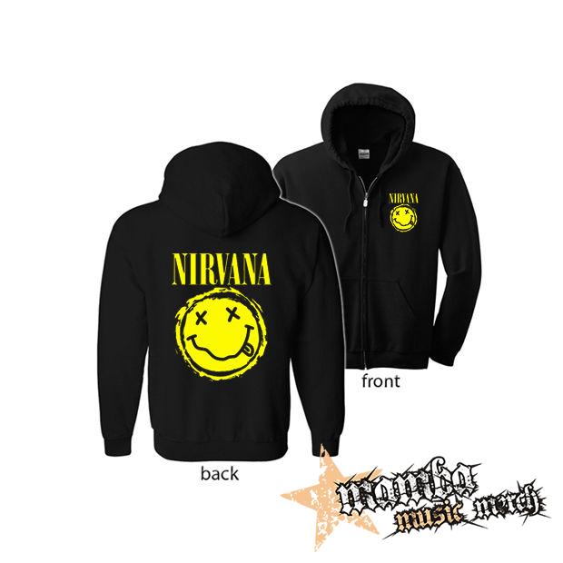 NIRVANA - Grunge Smile (Hoodie Zip-Up) zipsová čierna mikina