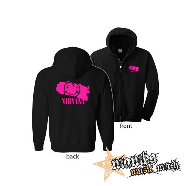 NIRVANA - Pink (Hoodie Zip-Up) zipsová čierna mikina