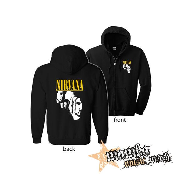 NIRVANA - Yellow Logo Band (Hoodie Zip-Up) zipsová čierna mikina