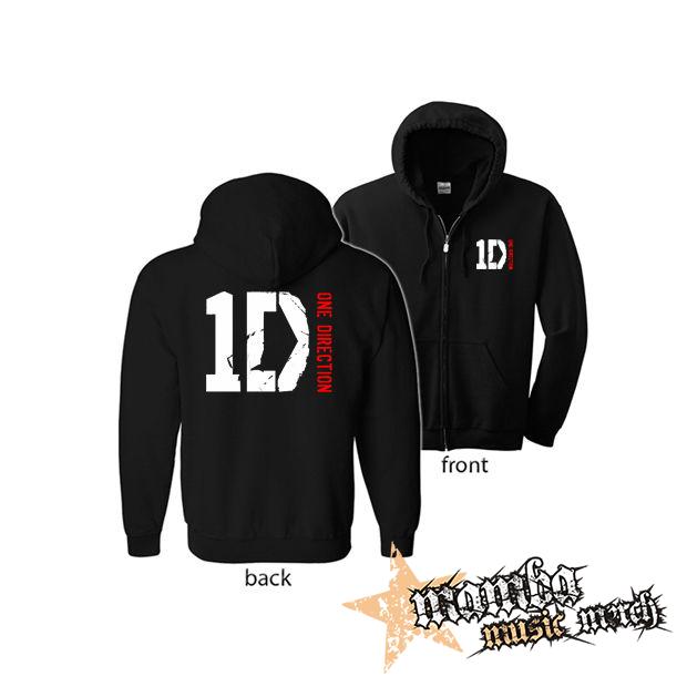 ONE DIRECTION - Red Logo (Hoodie Zip-Up) zipsová čierna mikina