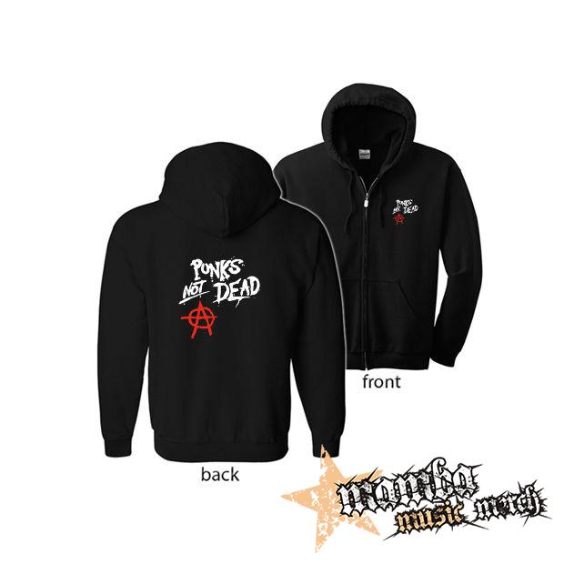 PUNKS NOT DEAD (Hoodie Zip-Up) zipsová čierna mikina