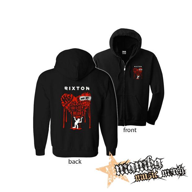 RIXTON - Me And My Broken Heart (Hoodie Zip-Up) zipsová čierna mikina