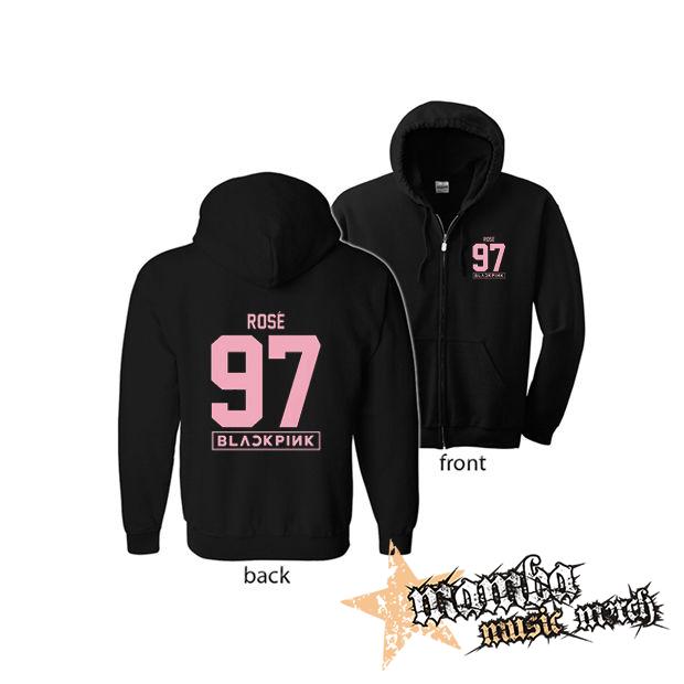 ROSÉ 97 - BLACKPINK - Pink Number Years (Hoodie Zip-Up) zipsová čierna mikina