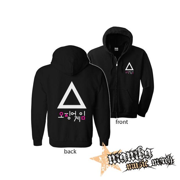 SQUID GAME - Triangle & Symbols (Hoodie Zip-Up) zipsová čierna mikina