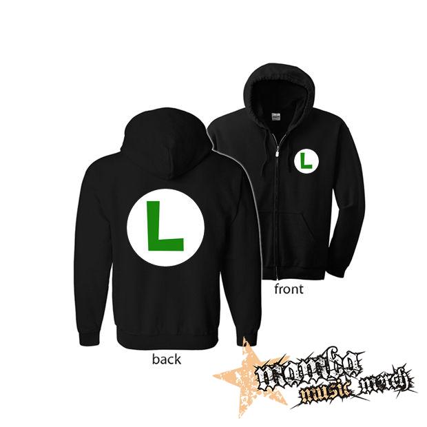 SUPER MARIO - Green Luigi Logo (Hoodie Zip-Up) zipsová čierna mikina