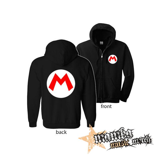 SUPER MARIO - Red Logo Crest (Hoodie Zip-Up) zipsová čierna mikina