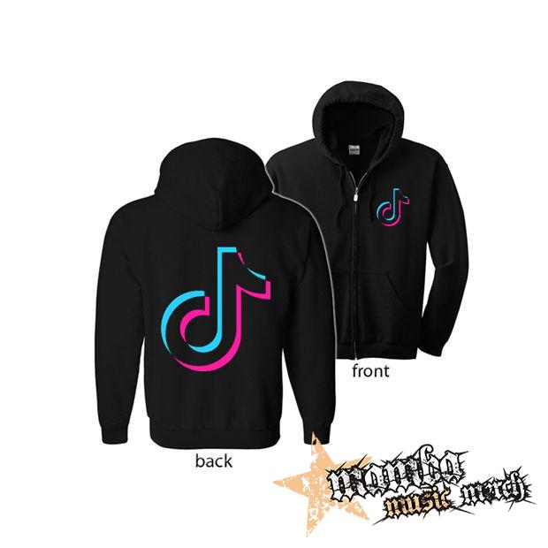 TIK TOK - Znak (Hoodie Zip-Up) zipsová čierna mikina