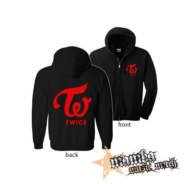 TWICE - Red Logo (Hoodie Zip-Up) zipsová čierna mikina