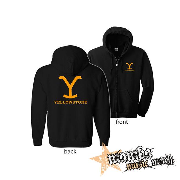 YELLOWSTONE - Logo (Hoodie Zip-Up) zipsová čierna mikina