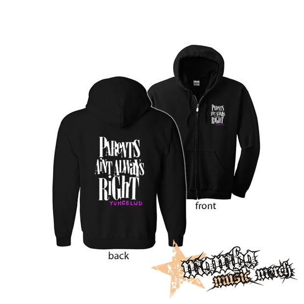 YUNGBLUD - Parents Aint Always Right (Hoodie Zip-Up) zipsová čierna mikina