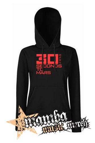 30 SECONDS TO MARS - Red Logo - čierna dámska mikina