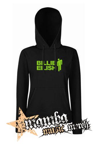 BILLIE EILISH - Logo And Stickman - čierna dámska mikina