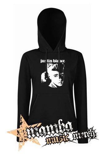 JUSTIN BIEBER - Logo & Portrait Motive 1 - čierna dámska mikina