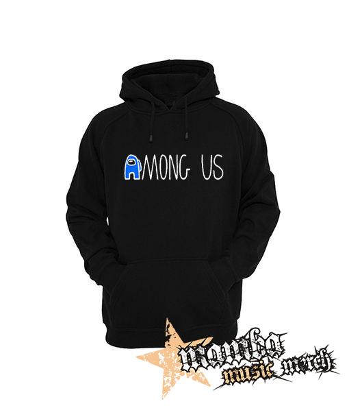 AMONG US - Blue White Logo - čierna pánska mikina