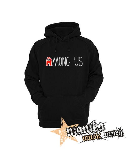 AMONG US - Red White Logo - čierna pánska mikina