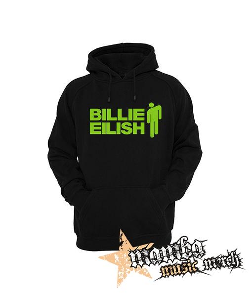 BILLIE EILISH - Logo And Stickman - čierna pánska mikina