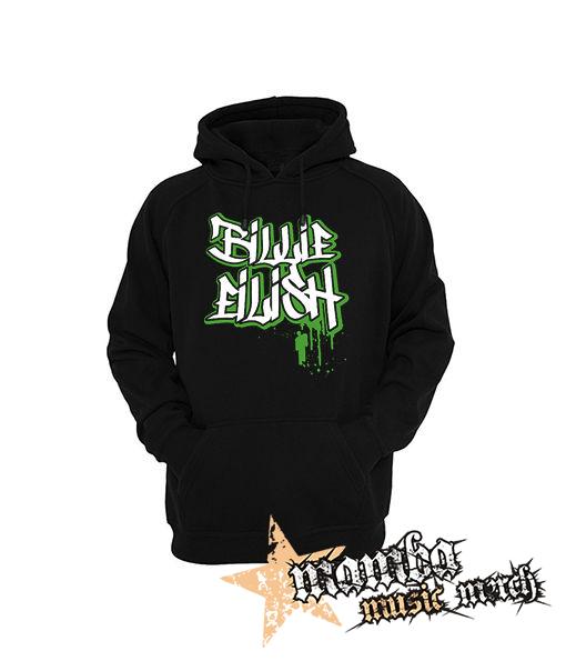BILLIE EILISH - Painted Graffiti Logo - čierna pánska mikina