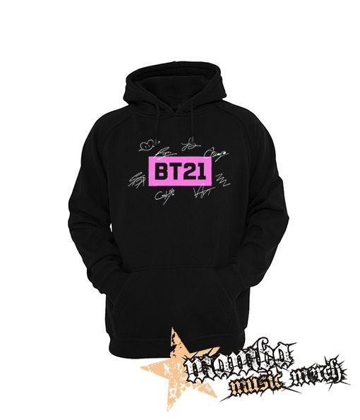 BT21 - Logo Signature - čierna pánska mikina