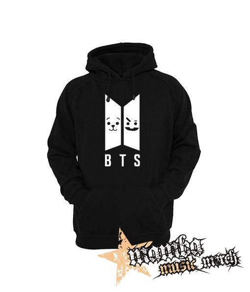 BTS - Emoji BT21 Logo - čierna pánska mikina