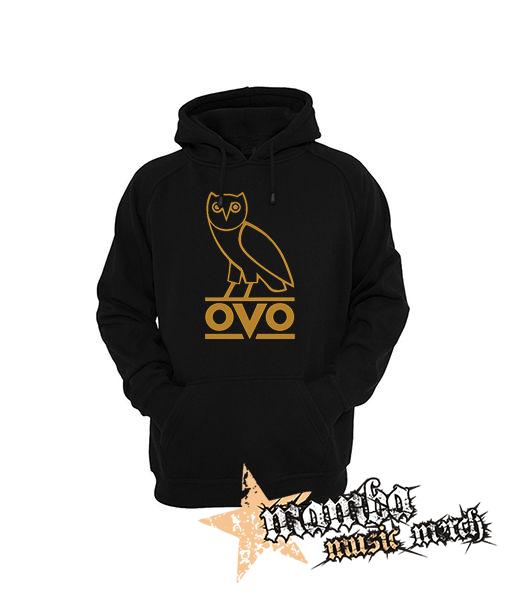 DRAKE - Gold OVO Logo - čierna pánska mikina